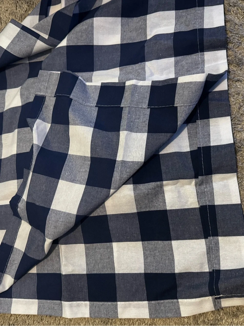 Blue and White Check   Curtains -